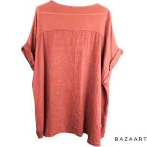 BELLAMBIA 100% Linen Salmon Coloured Top size 3X